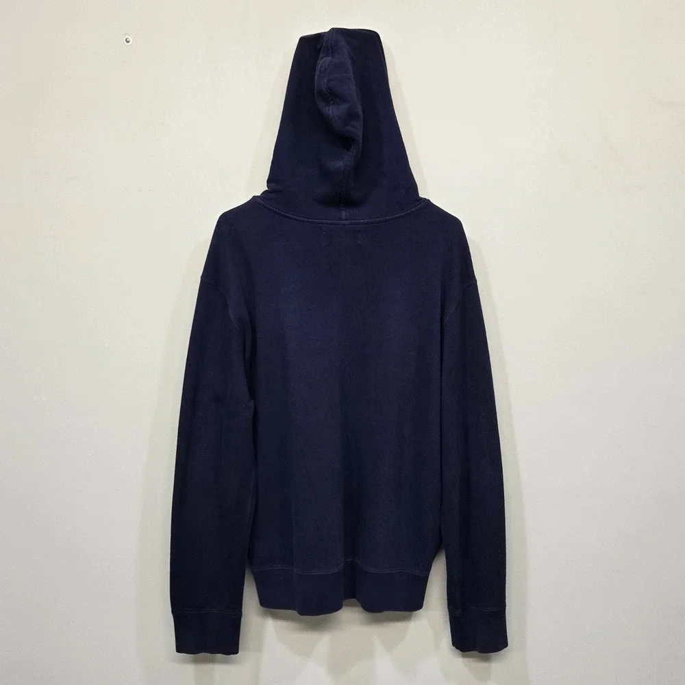 Polo Ralph Lauren Hoodie Mens XL Navy Blue Full Zip Pique Knit Pony Logo Classic